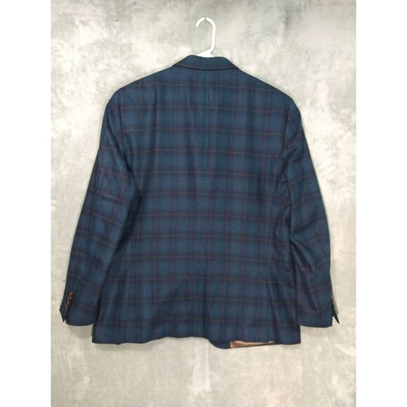Williams and Kent Blazer Mens 46R Blue Plaid Two Button Wool Sport Coat Jacket - Picture 2 of 10